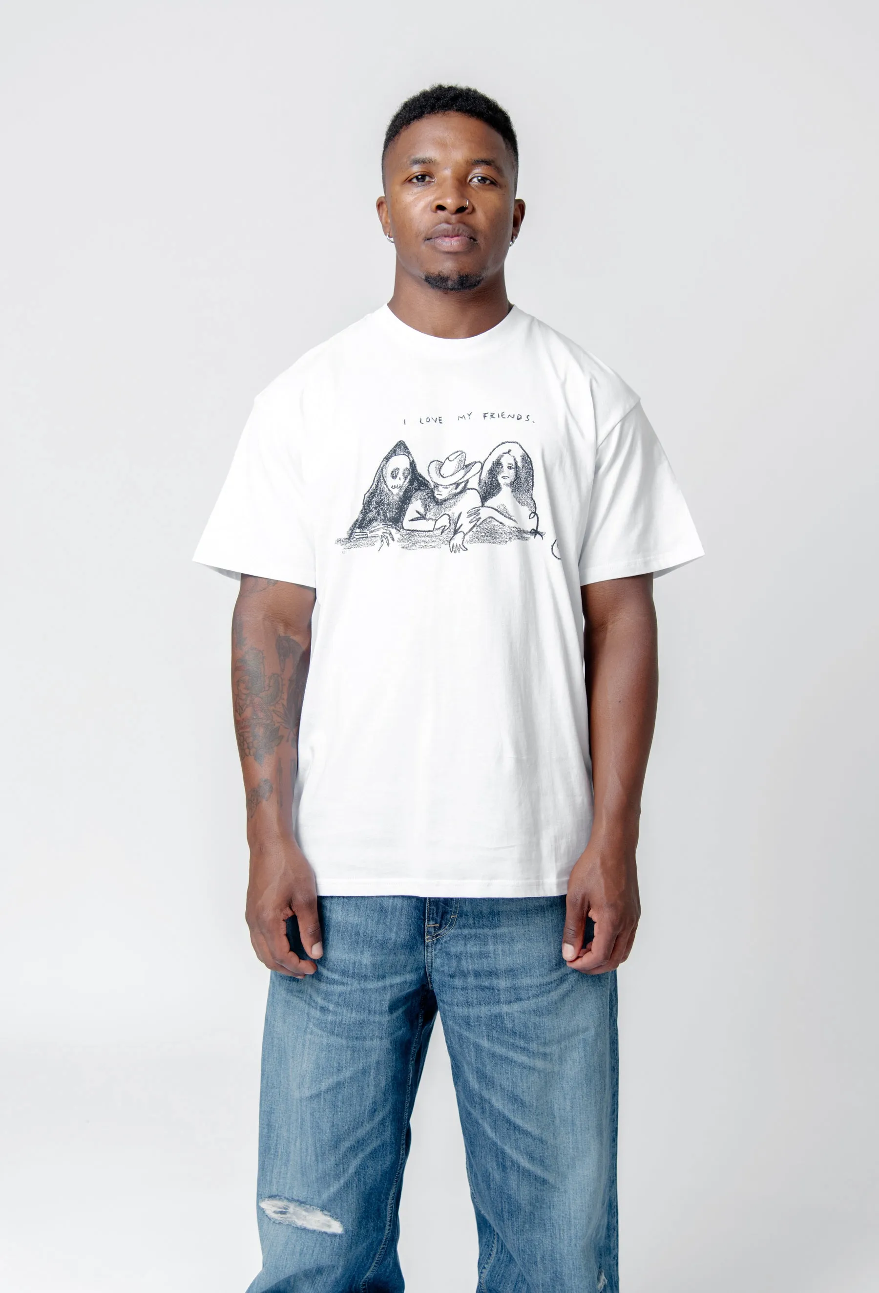 S/S Pepe Friends T-Shirt White/Black I033982 sold by Nomad