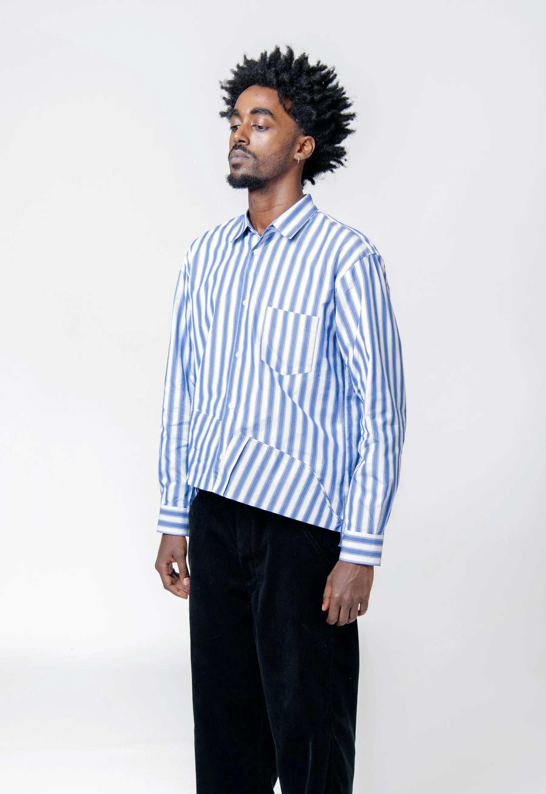 Striped Long Sleeve Button-Up Shirt Blue/White FN-B030-W24 sold by Nomad product image thumbnail 3