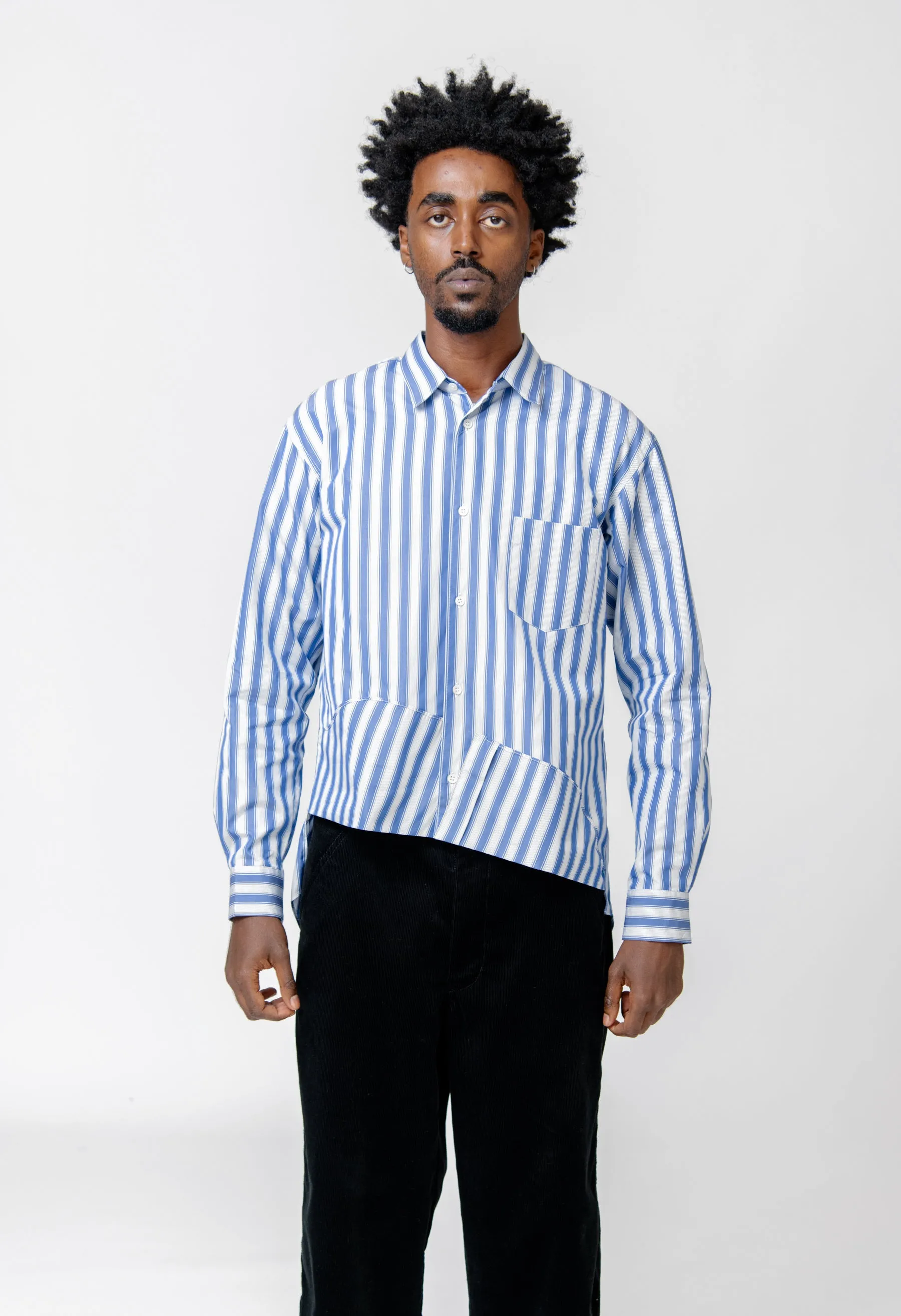 Striped Long Sleeve Button-Up Shirt Blue/White FN-B030-W24 sold by Nomad