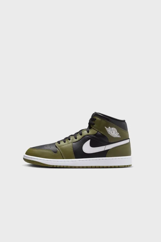 Air Jordan 1 Mid Black/White-Medium Olive-Sail DQ8426-092 sold by Nomad