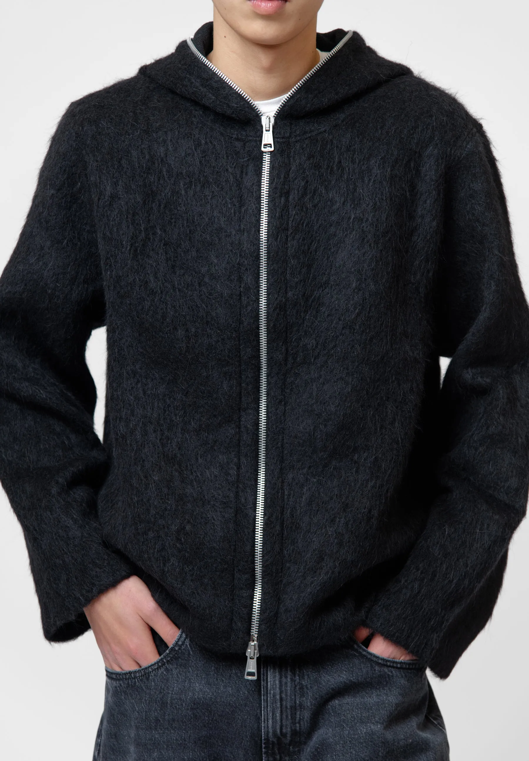 Full Zip Hood Black Hairy Wool M4243FBH sold by Nomad product image thumbnail 2