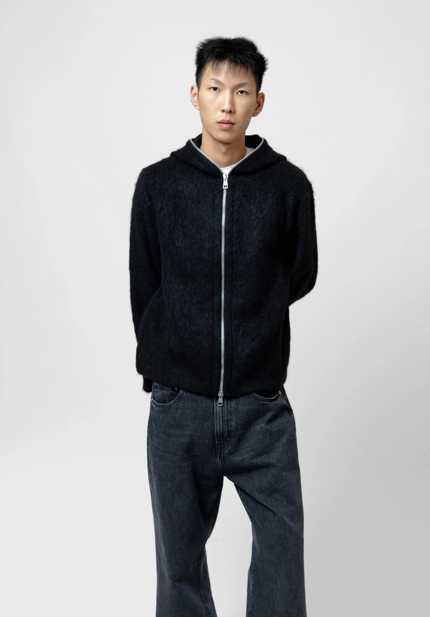 Full Zip Hood Black Hairy Wool M4243FBH sold by Nomad product image thumbnail 3