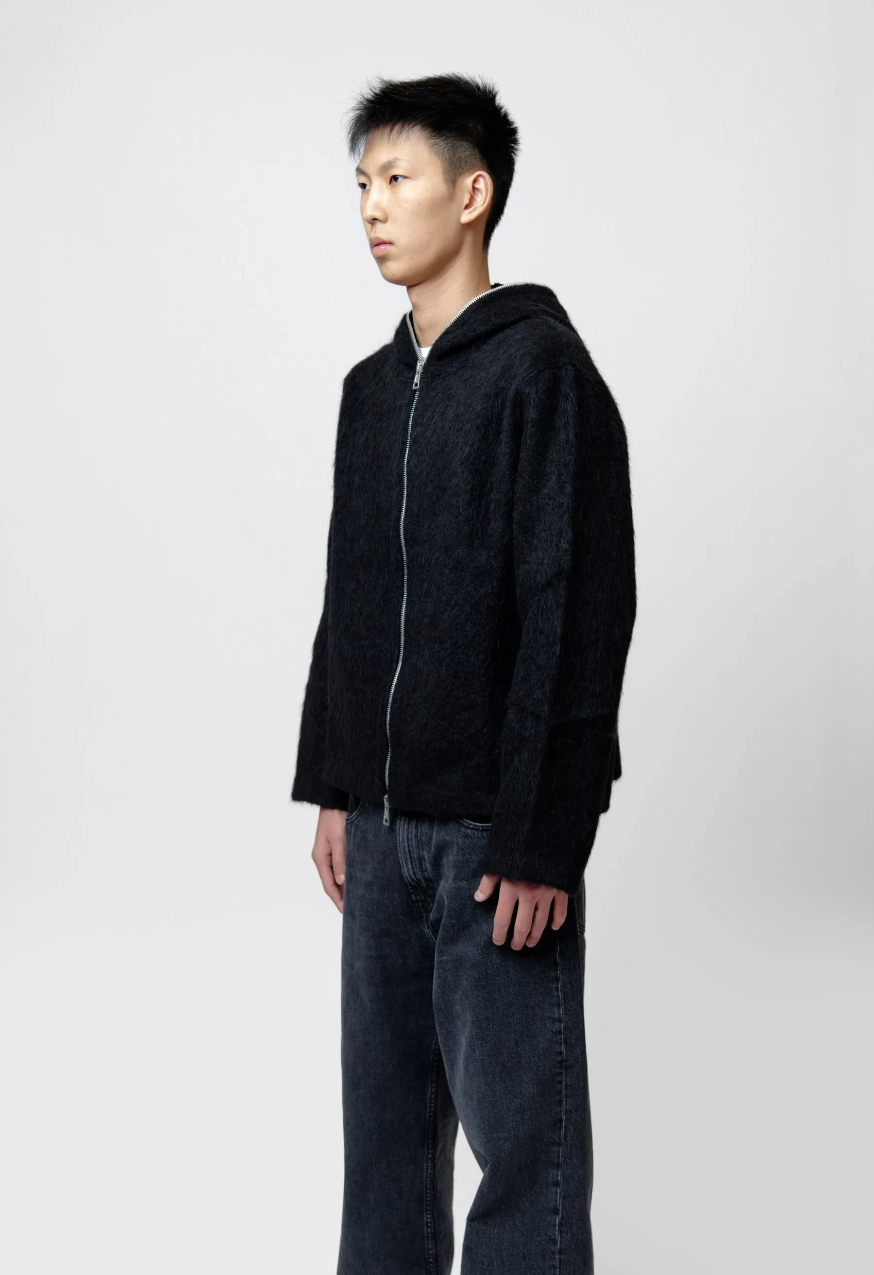 Full Zip Hood Black Hairy Wool M4243FBH sold by Nomad product image thumbnail 4