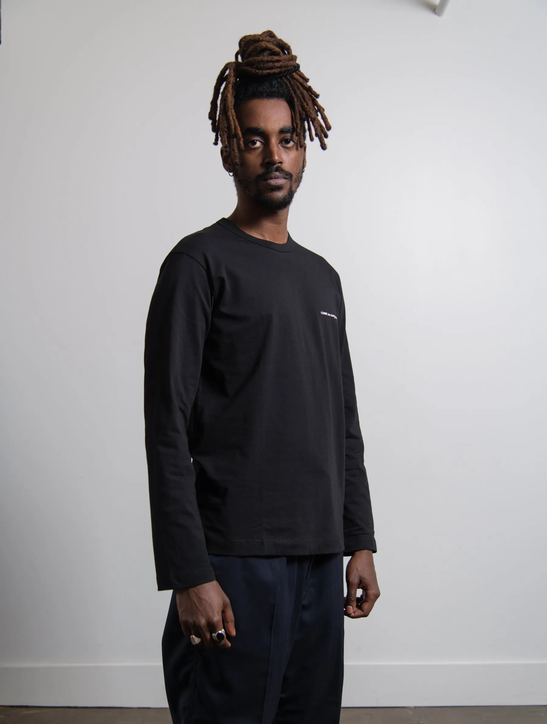 Long Sleeve Chest Print Logo Tee Black T017 sold by Nomad product image thumbnail 3