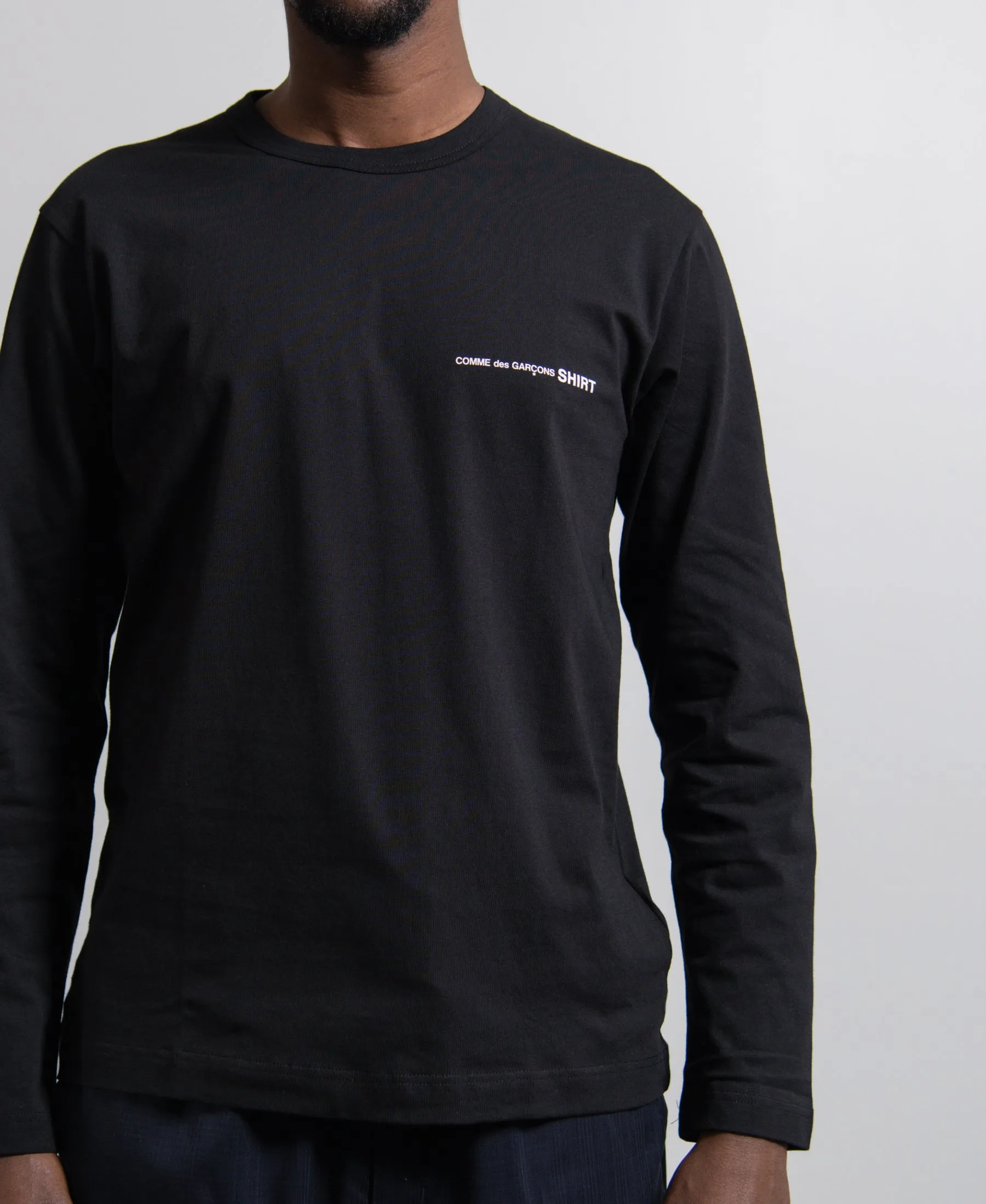 Long Sleeve Chest Print Logo Tee Black T017 sold by Nomad product image thumbnail 2