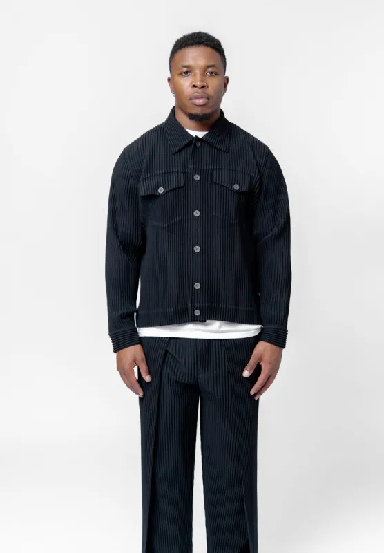 Wool Like Light Jacket Black HP56-FC250-15 made by Issey Miyake