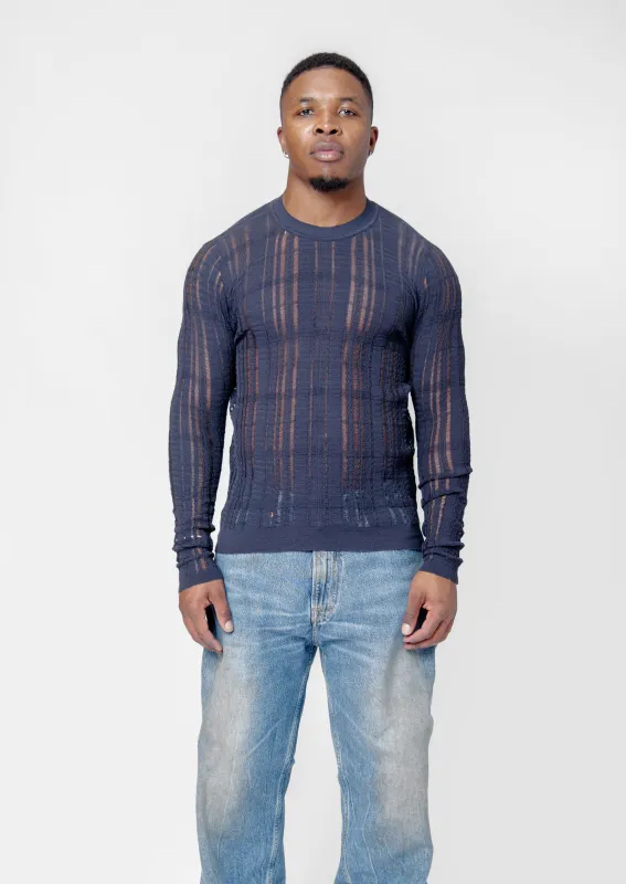 Formal Roundneck Washed Navy Tech Cotton M2253FW sold by Nomad