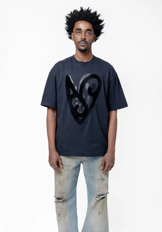 Printed Heart T-Shirt Black FN-UX-TSHI000140 made by Acne Studios