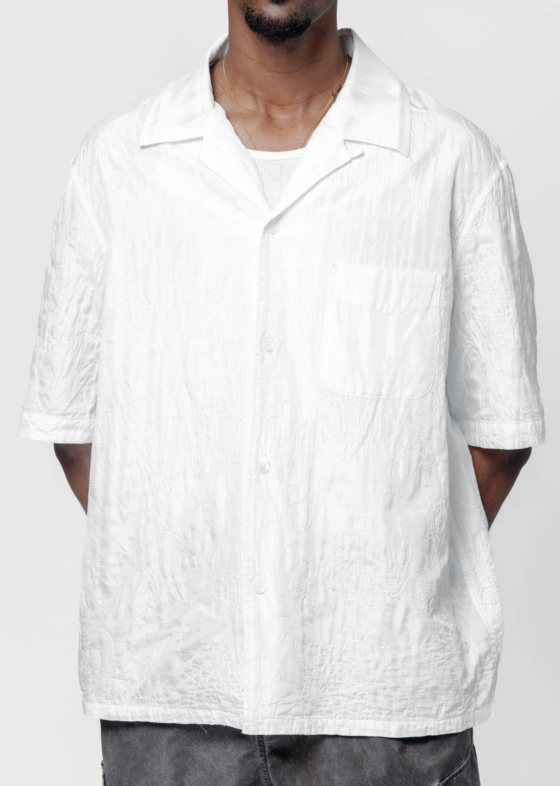 Heusen Shirt Shortsleeve White Flower Embroidery M2252HWF sold by Nomad product image thumbnail 2