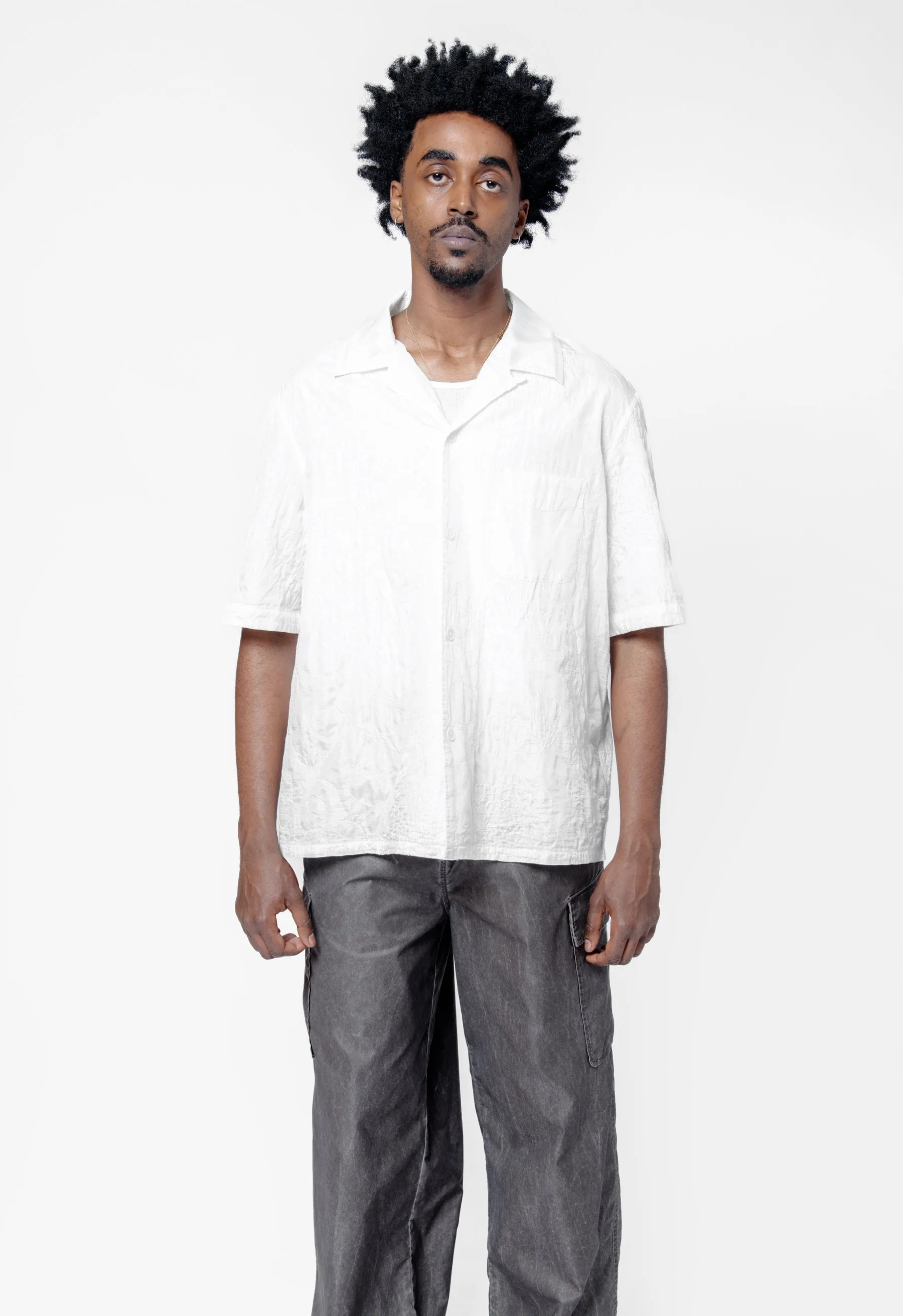 Heusen Shirt Shortsleeve White Flower Embroidery M2252HWF sold by Nomad