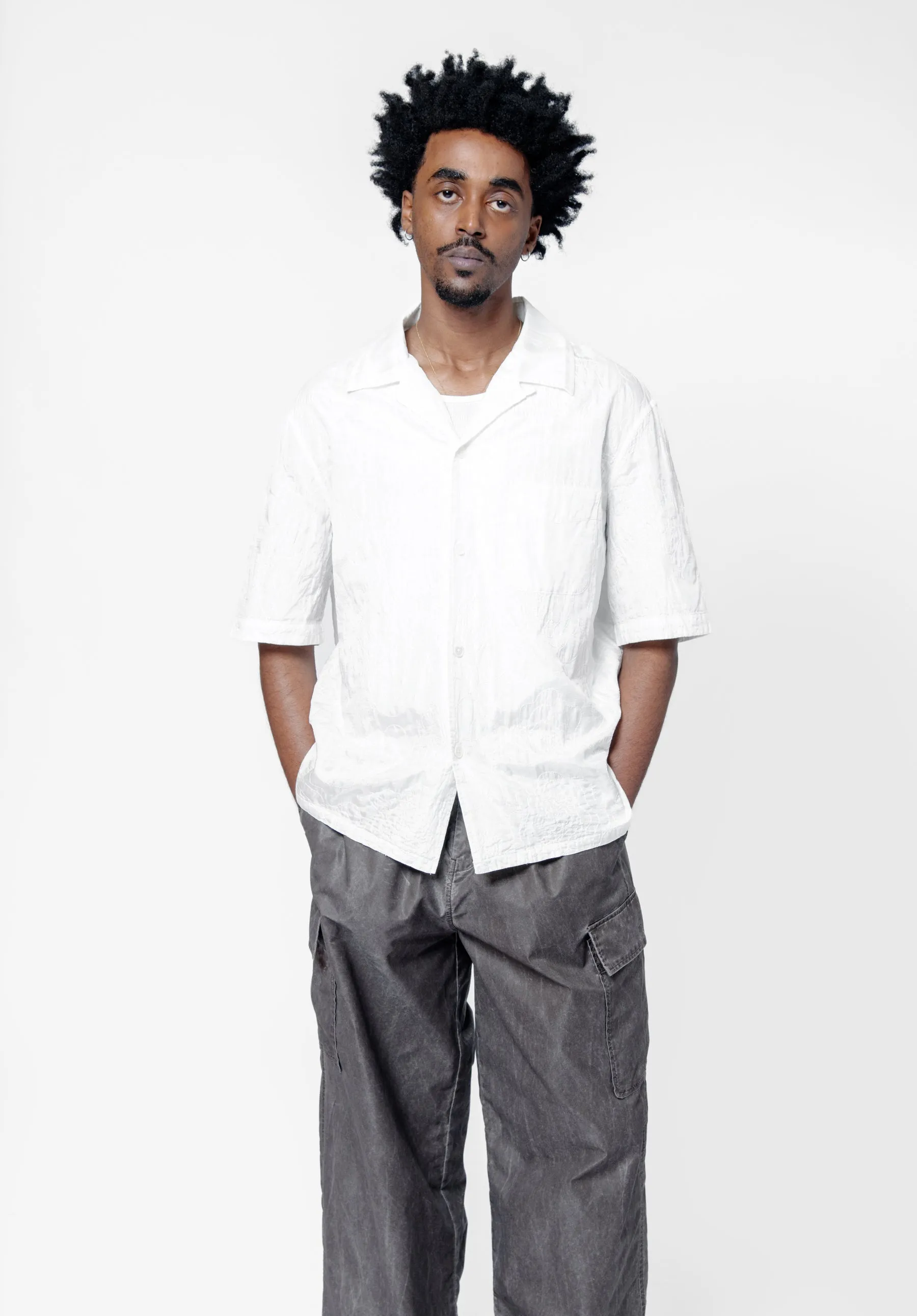 Heusen Shirt Shortsleeve White Flower Embroidery M2252HWF sold by Nomad product image thumbnail 3