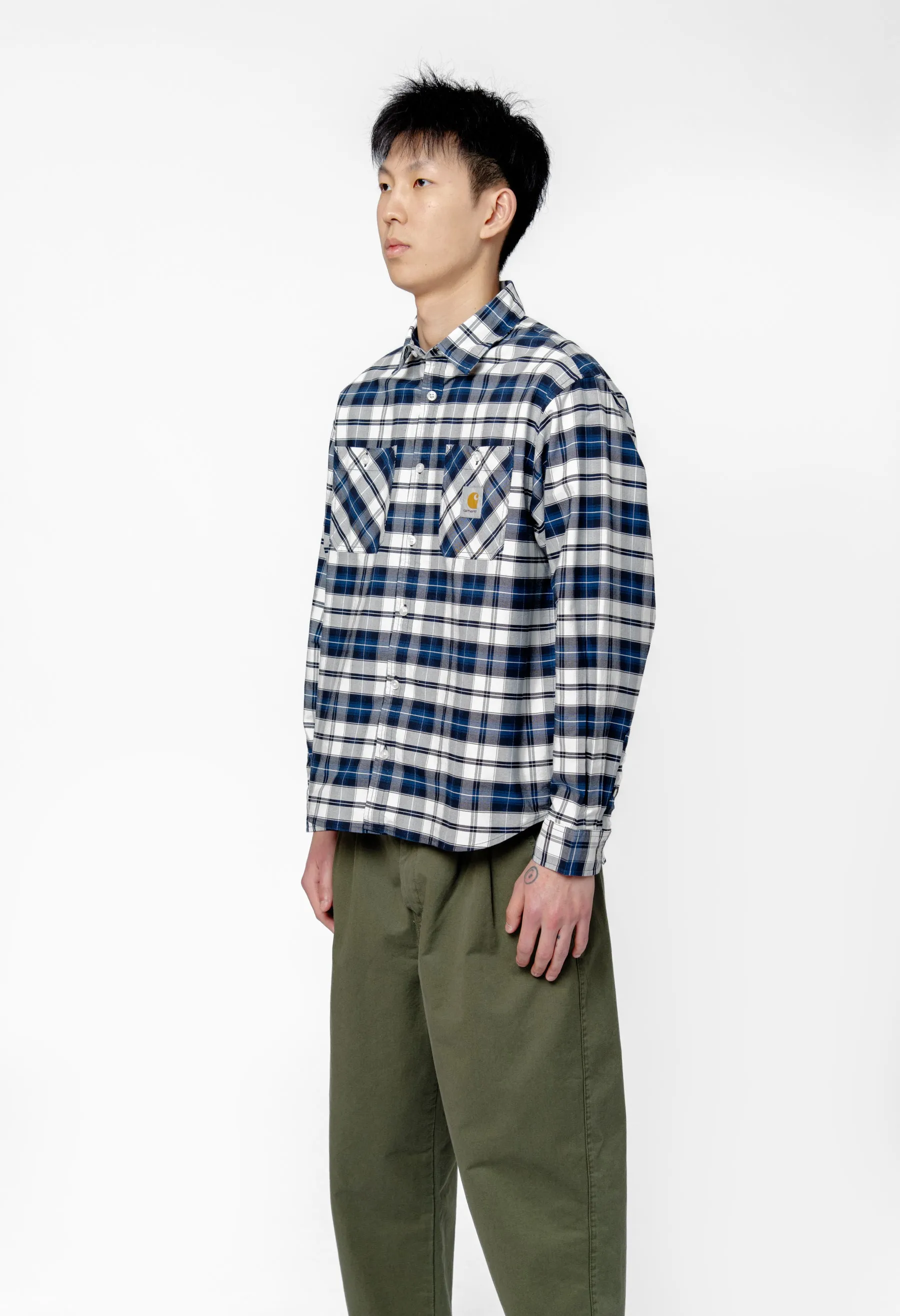 Long Sleeve Tarbell Shirt Tarbell Check Dark Navy/White I034545 sold by Nomad product image thumbnail 4