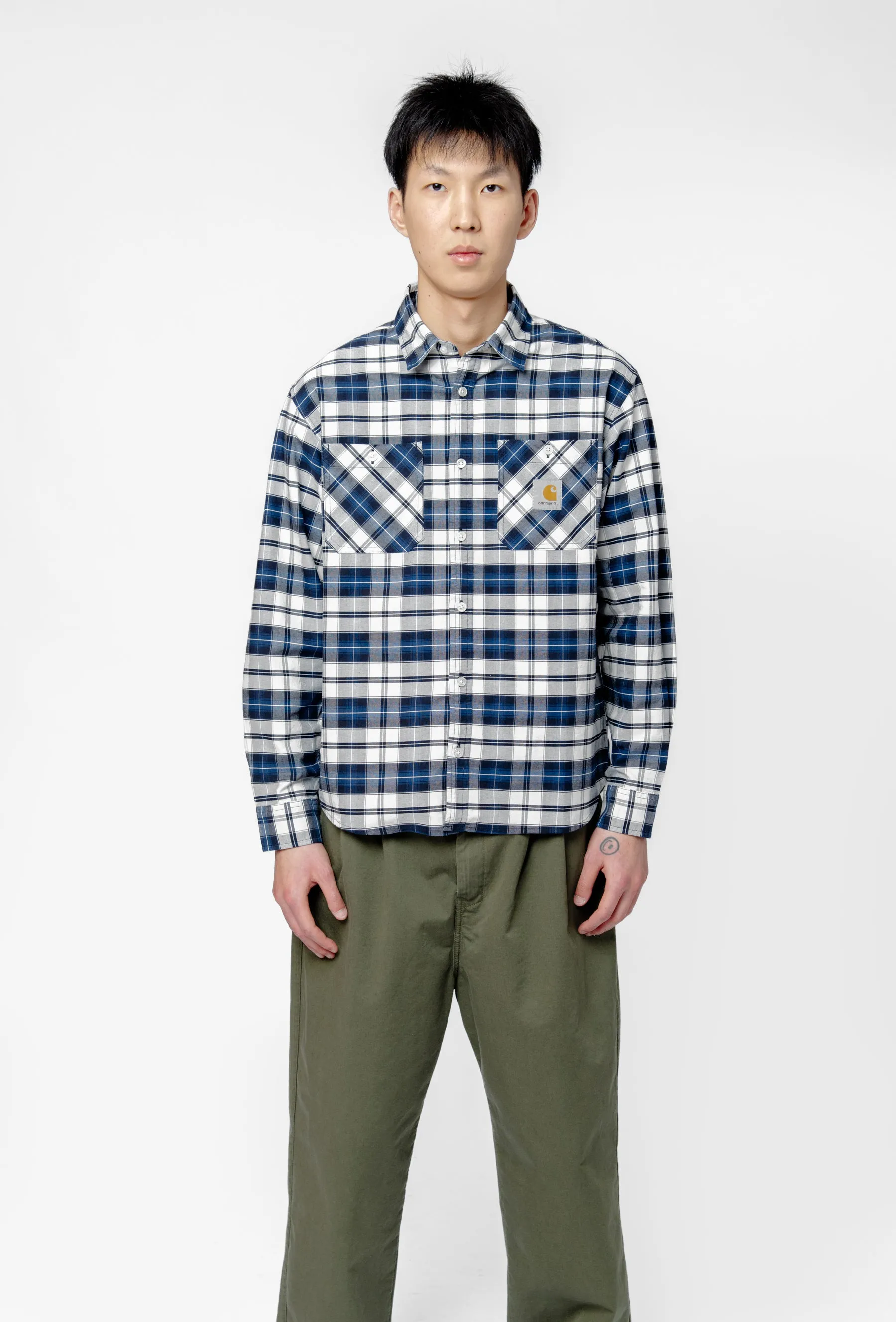 Long Sleeve Tarbell Shirt Tarbell Check Dark Navy/White I034545 sold by Nomad