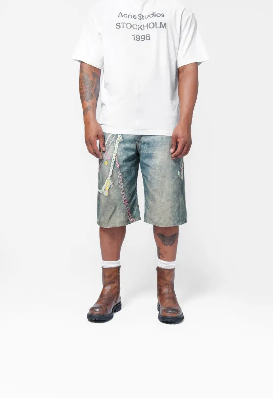 Denim Shorts-Loose Fit Mid Blue FN-MN-SHOR000264 sold by Nomad