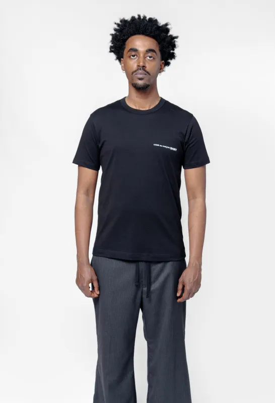 Short Sleeve Chest Print Logo Tee Black FO-T026-S25 sold by Nomad