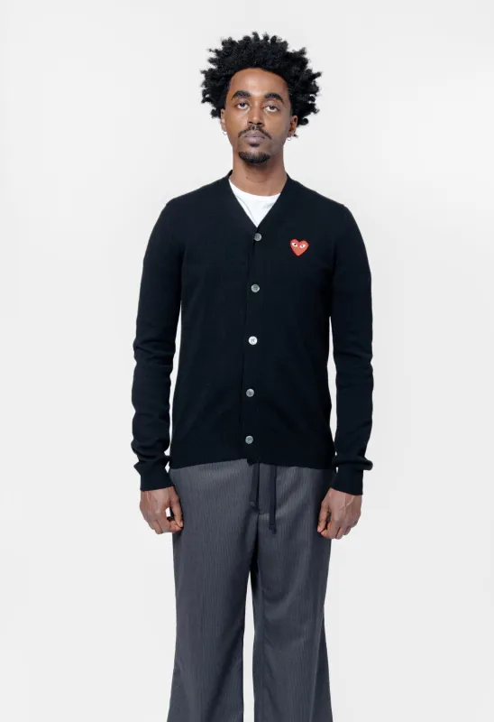Emblem Cardigan Sweater Black/Red AX-N008-051 made by Comme des Garcons PLAY