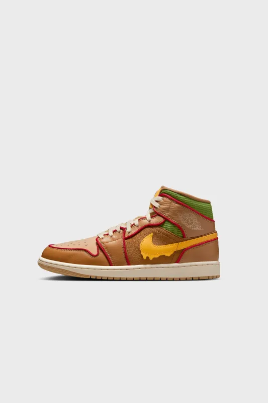 Air Jordan 1 Mid SE FLAX/UNIVERSITY GOLD-SESAME-COCONUT MILK IB7403-224 sold by Nomad
