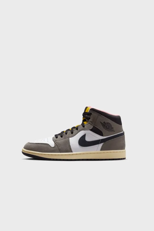 Air Jordan 1 Mid SE WHITE/OIL GREY-CAVE STONE-DARK SULFUR HQ2011-100 sold by Nomad