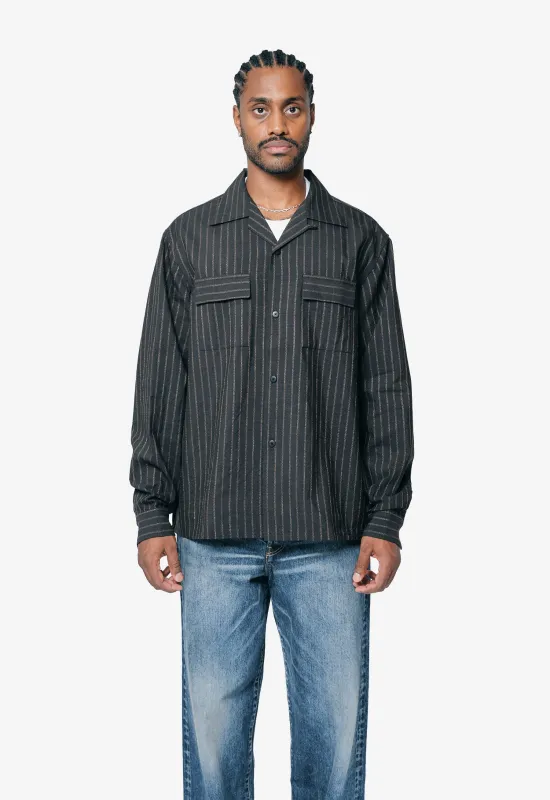 Keesey Shirt Stripes L/S Black 012520501105 sold by Nomad