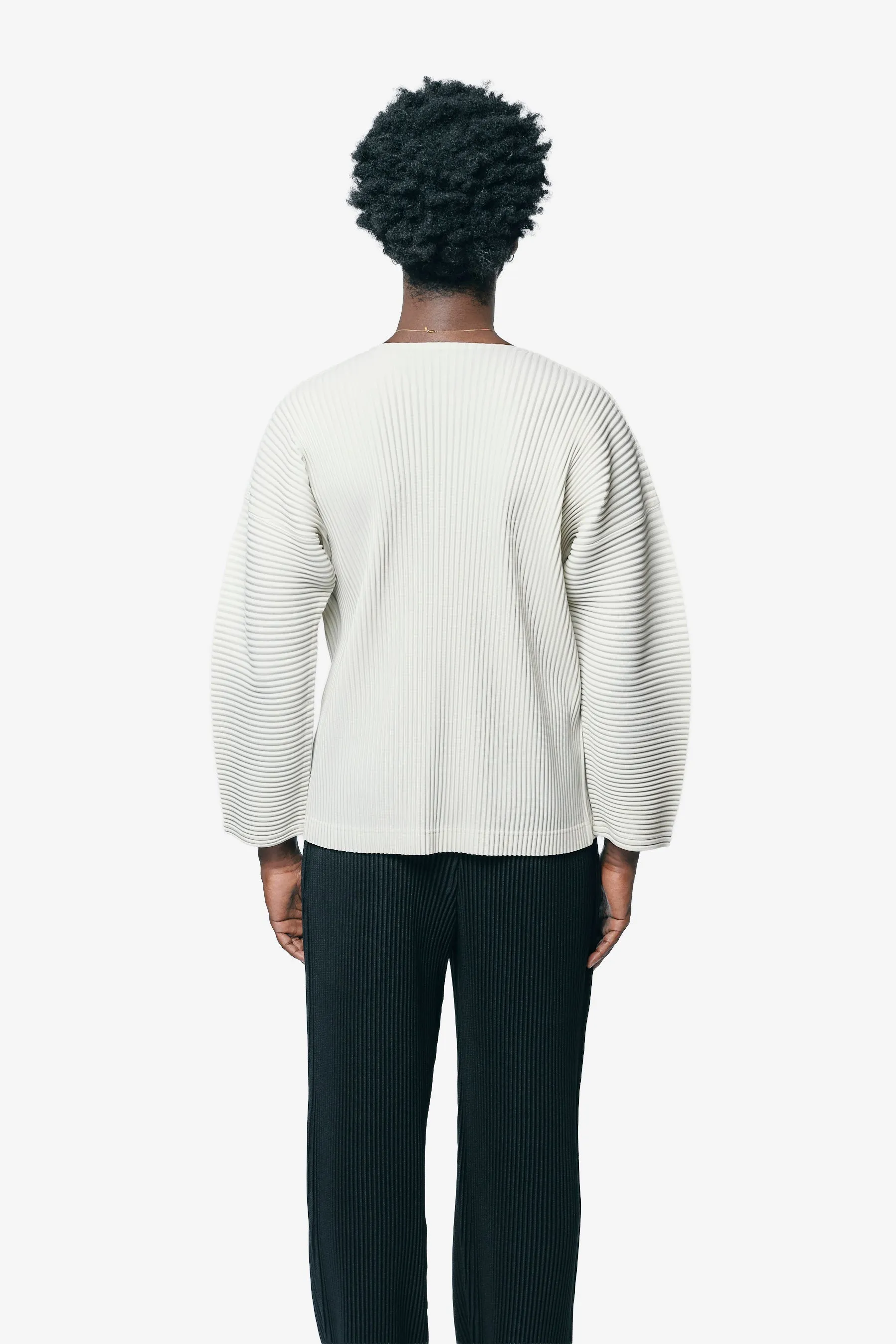 Monthly Colour September Pleats Long Sleeve Shirt Limestone White HP58-JK093-04 sold by Nomad product image thumbnail 4