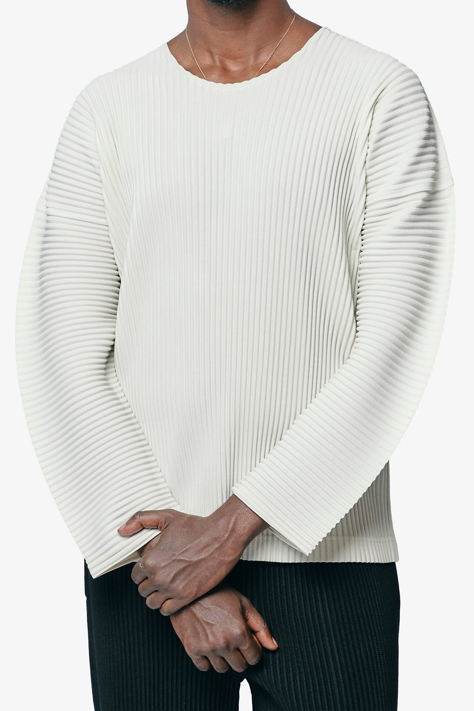Monthly Colour September Pleats Long Sleeve Shirt Limestone White HP58-JK093-04 sold by Nomad product image thumbnail 2