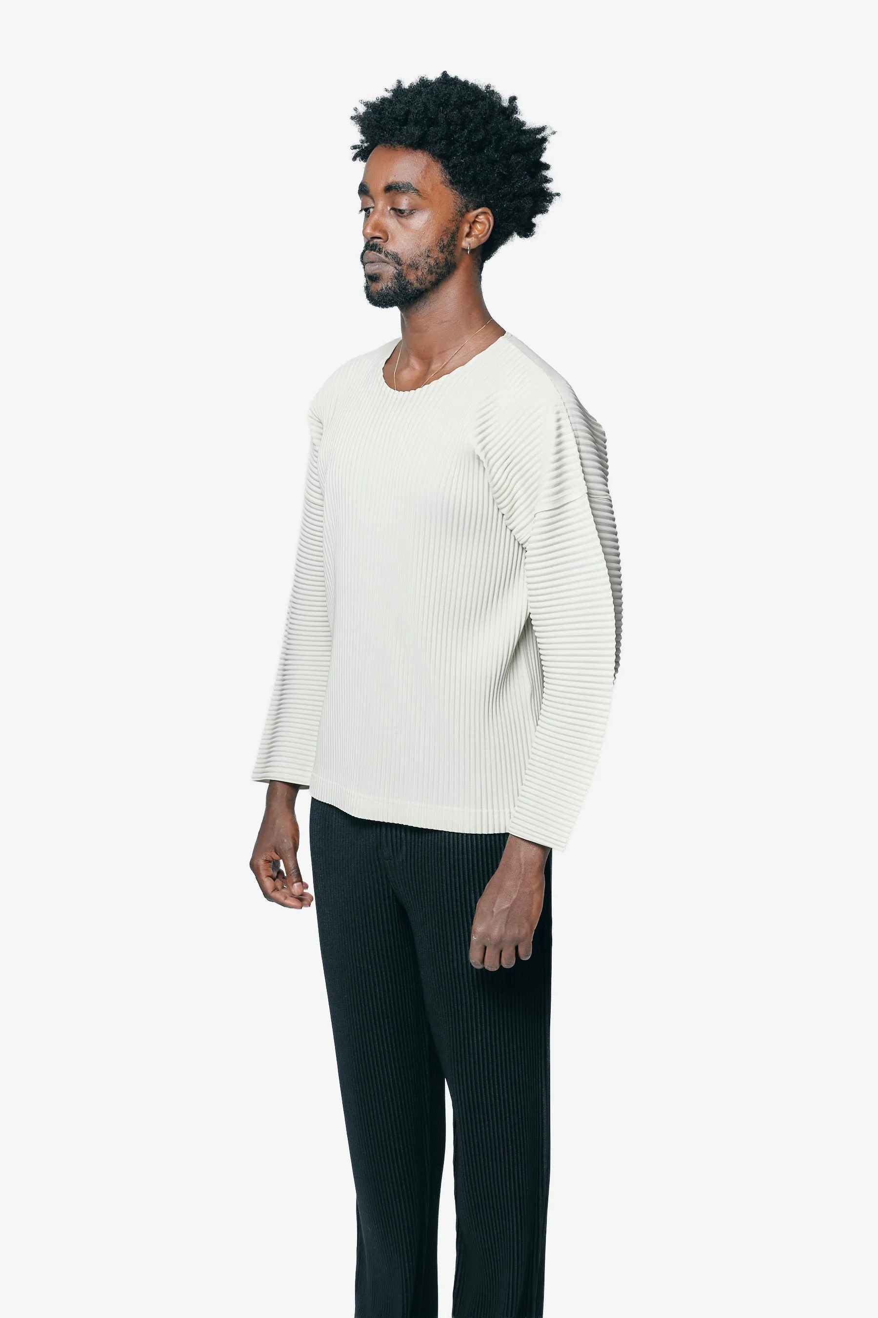 Monthly Colour September Pleats Long Sleeve Shirt Limestone White HP58-JK093-04 sold by Nomad product image thumbnail 3