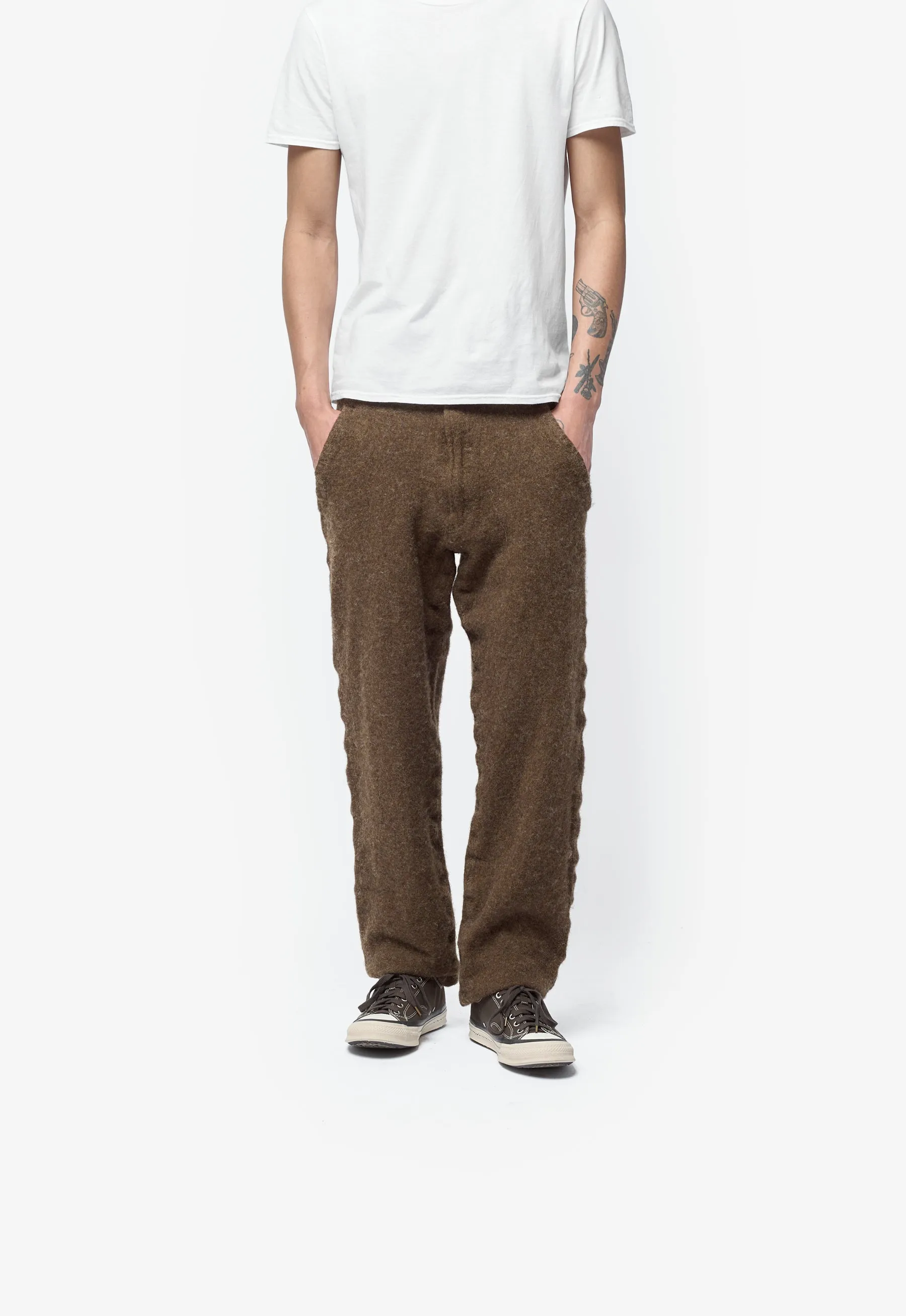 Tweed Tapered Trousers Brown Khaki FP-P508-W25 sold by Nomad product image thumbnail 5