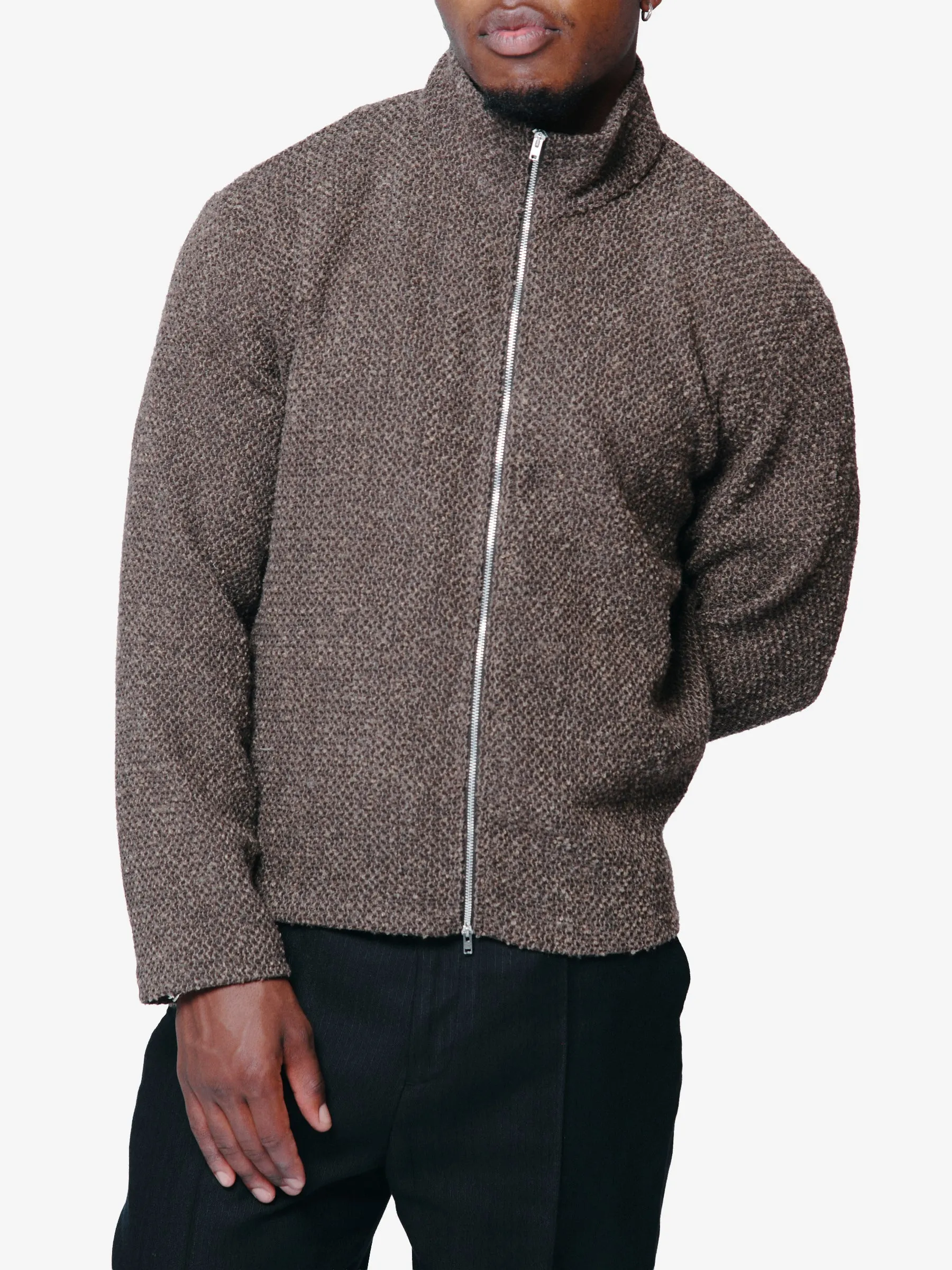 Shrunken Fullzip Polo Brown Sparse Buckle Weave M4256SBS sold by Nomad product image thumbnail 2