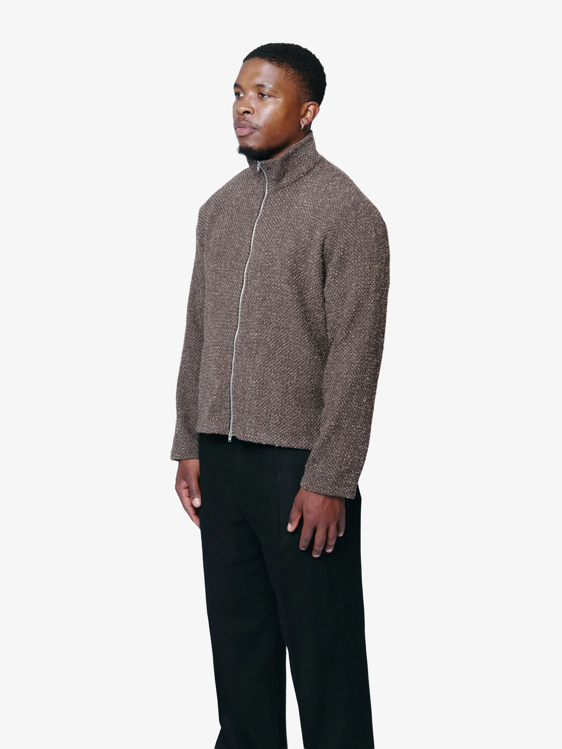 Shrunken Fullzip Polo Brown Sparse Buckle Weave M4256SBS sold by Nomad product image thumbnail 3