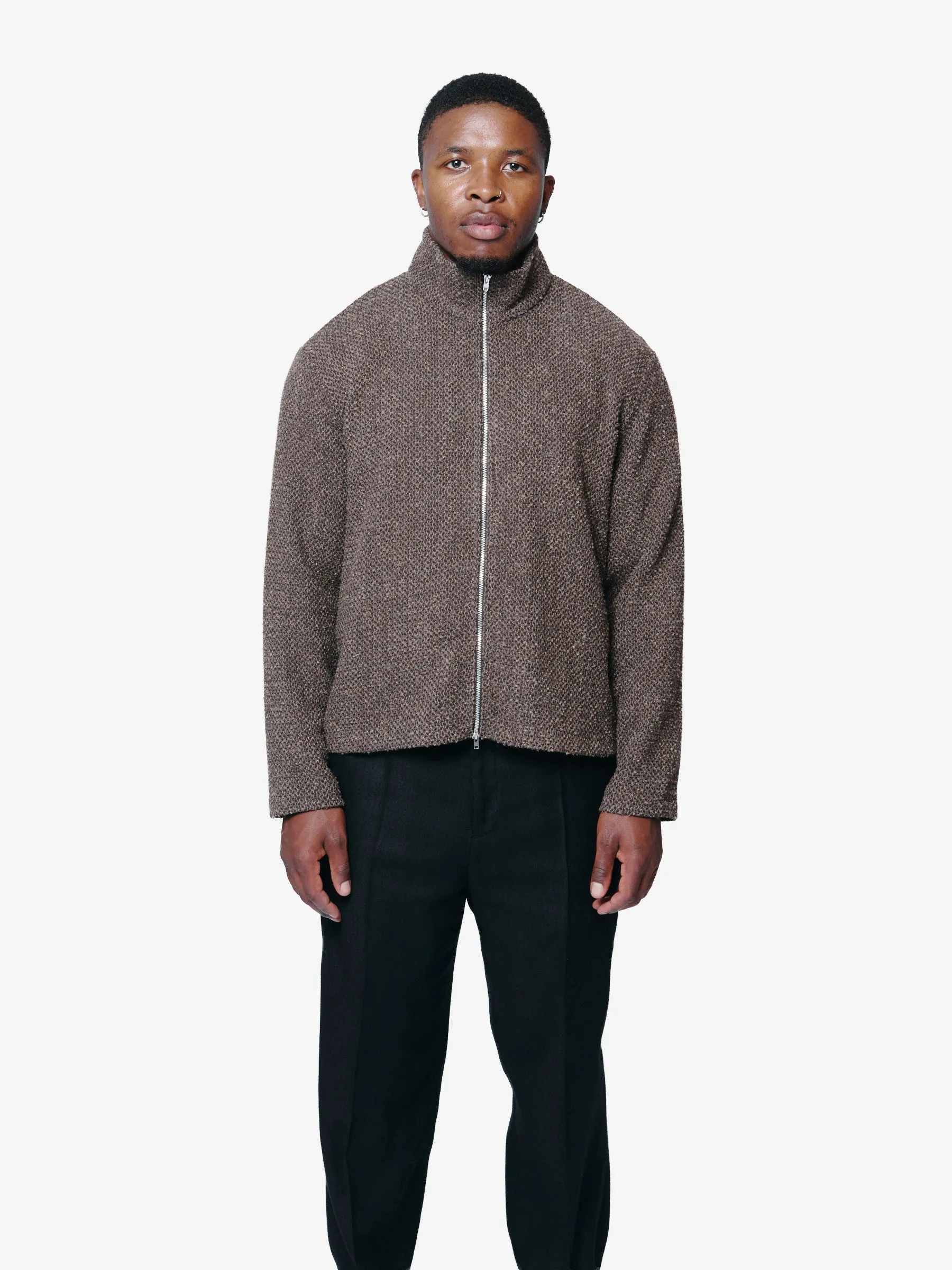 Shrunken Fullzip Polo Brown Sparse Buckle Weave M4256SBS sold by Nomad