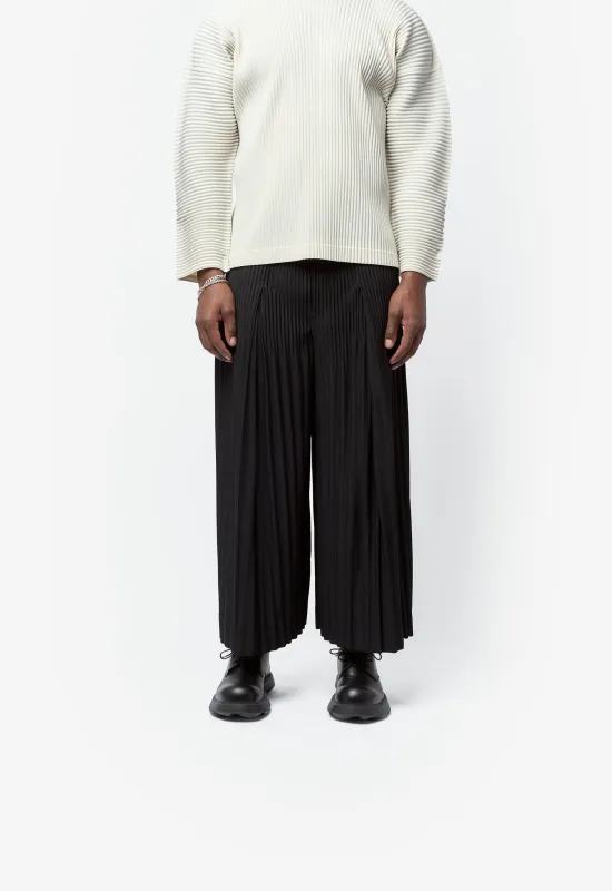 Monthly Colour December Pleated Pant Black HP58-JF124-15 sold by Nomad