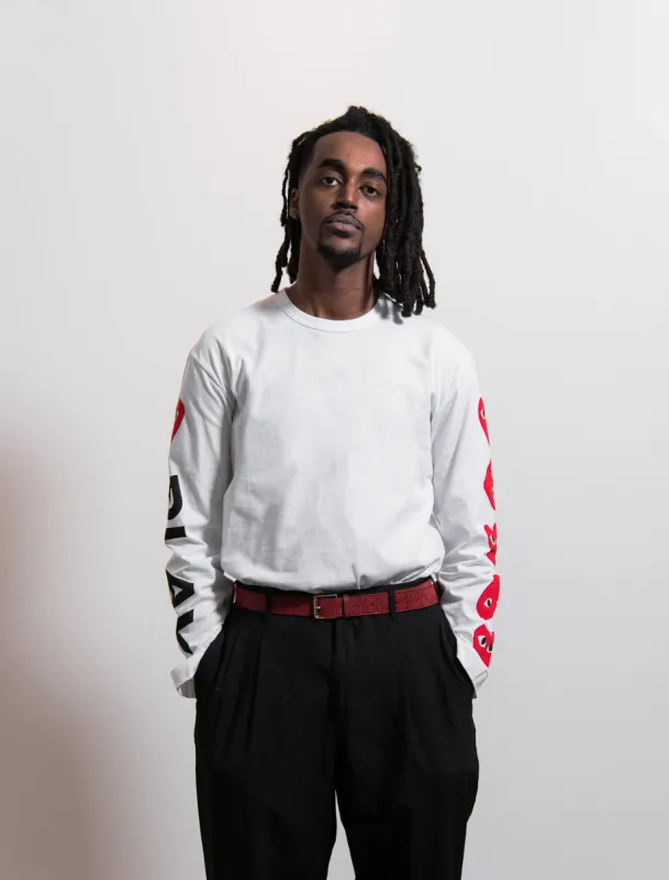 Long Sleeve Multi Heart Tee White T262 sold by Nomad