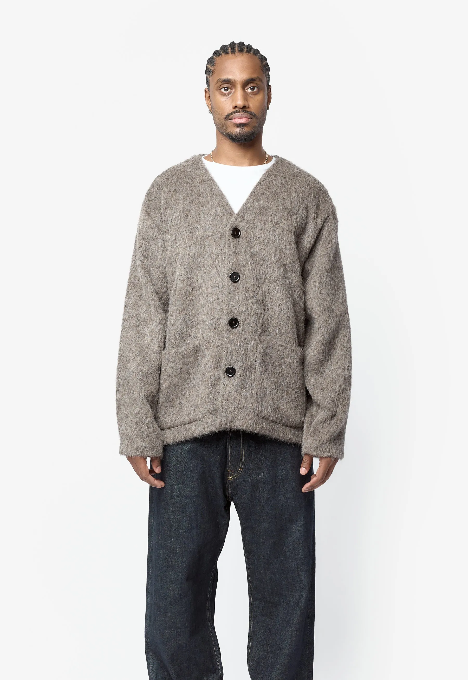 Cardigan Mole Grey Hairy Wool M2266CM sold by Nomad