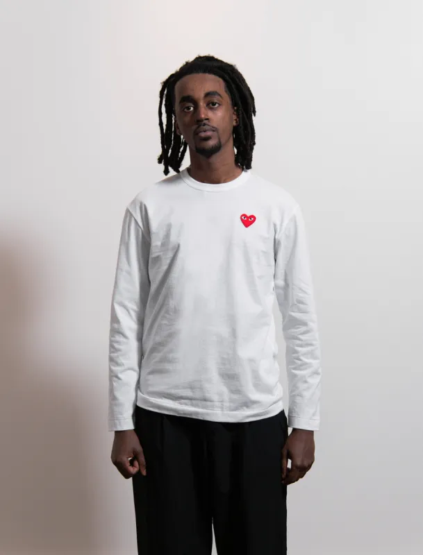 Long Sleeve Emblem Tee White/Red T118 sold by Nomad