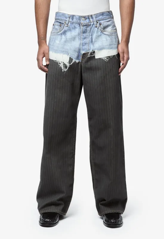 Printed Pinstripe Jeans Blue/Black FN-UX-TROU0000056 made by Acne Studios