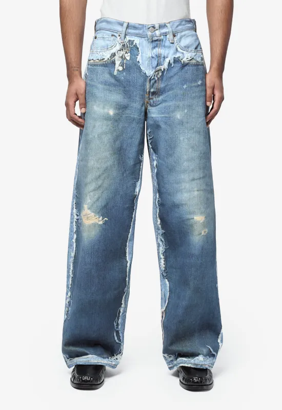 Trompe L'oeil Jeans Mid Blue RW-UX-TROU000001 made by Acne Studios