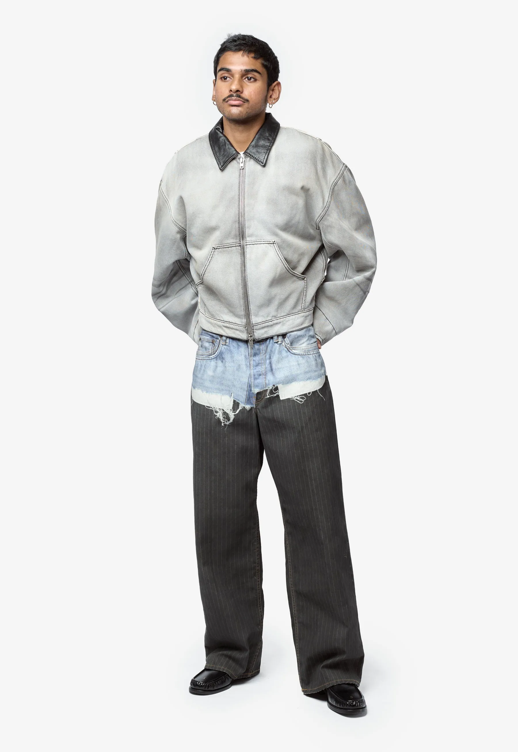 Men's Faded Denim Jacket White/Black FN-MN-OUTW0001285 sold by Nomad product image thumbnail 4