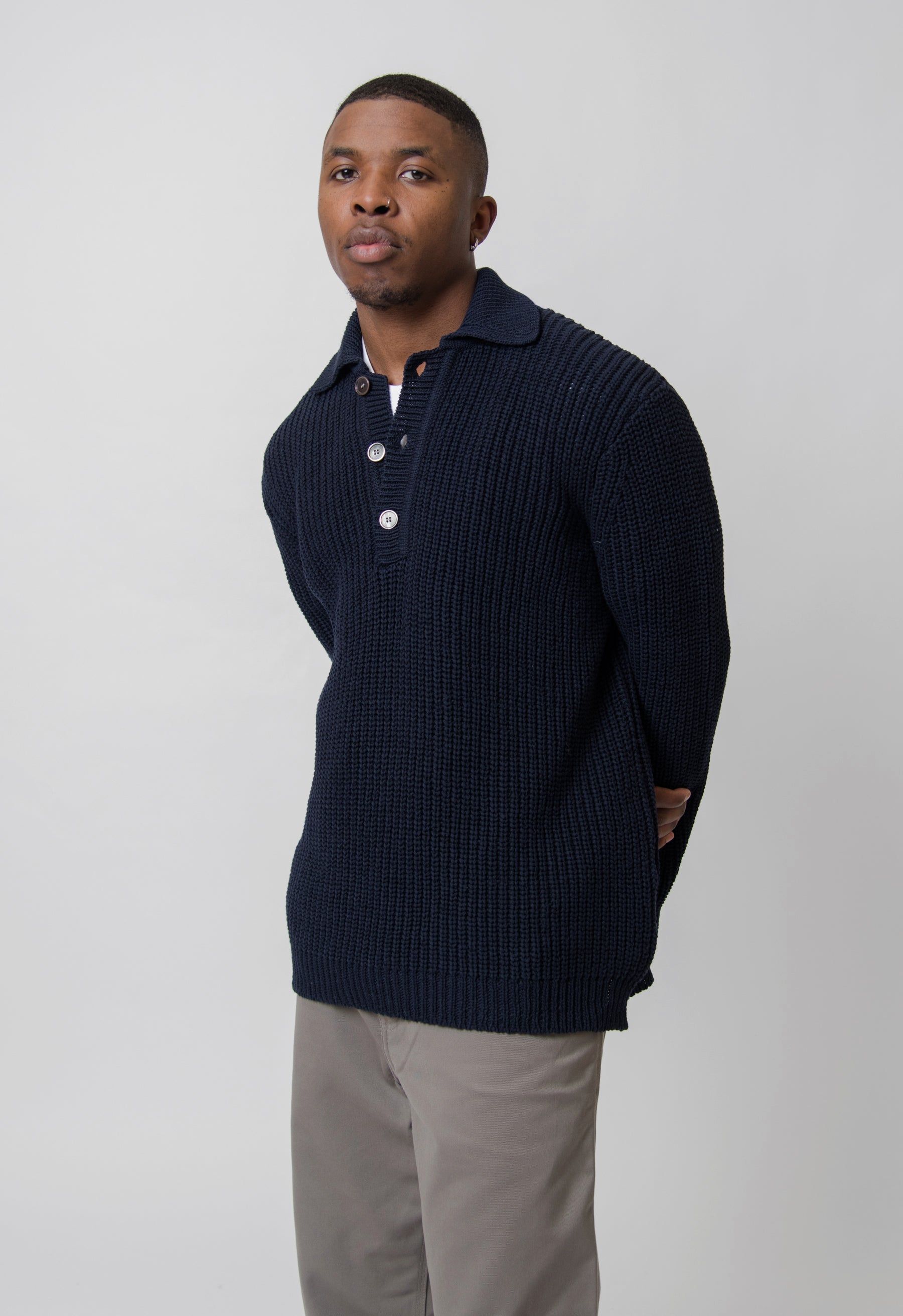 Big Piquet Chunky Knit Sweater Navy sold by Nomad product image thumbnail 3