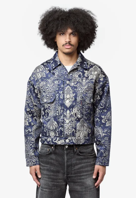 Men's Floral Pattern Jacket Navy WQ-J202-051-1-3 made by Junya Watanabe