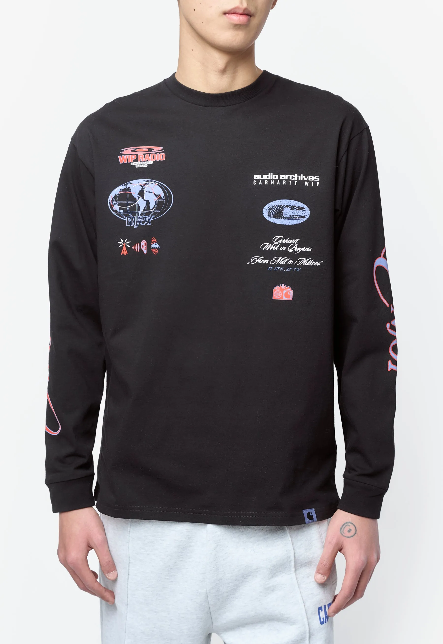 Men's Audio Archives WIP Long Sleeve T-Shirt Black I036684 sold by Nomad product image thumbnail 2