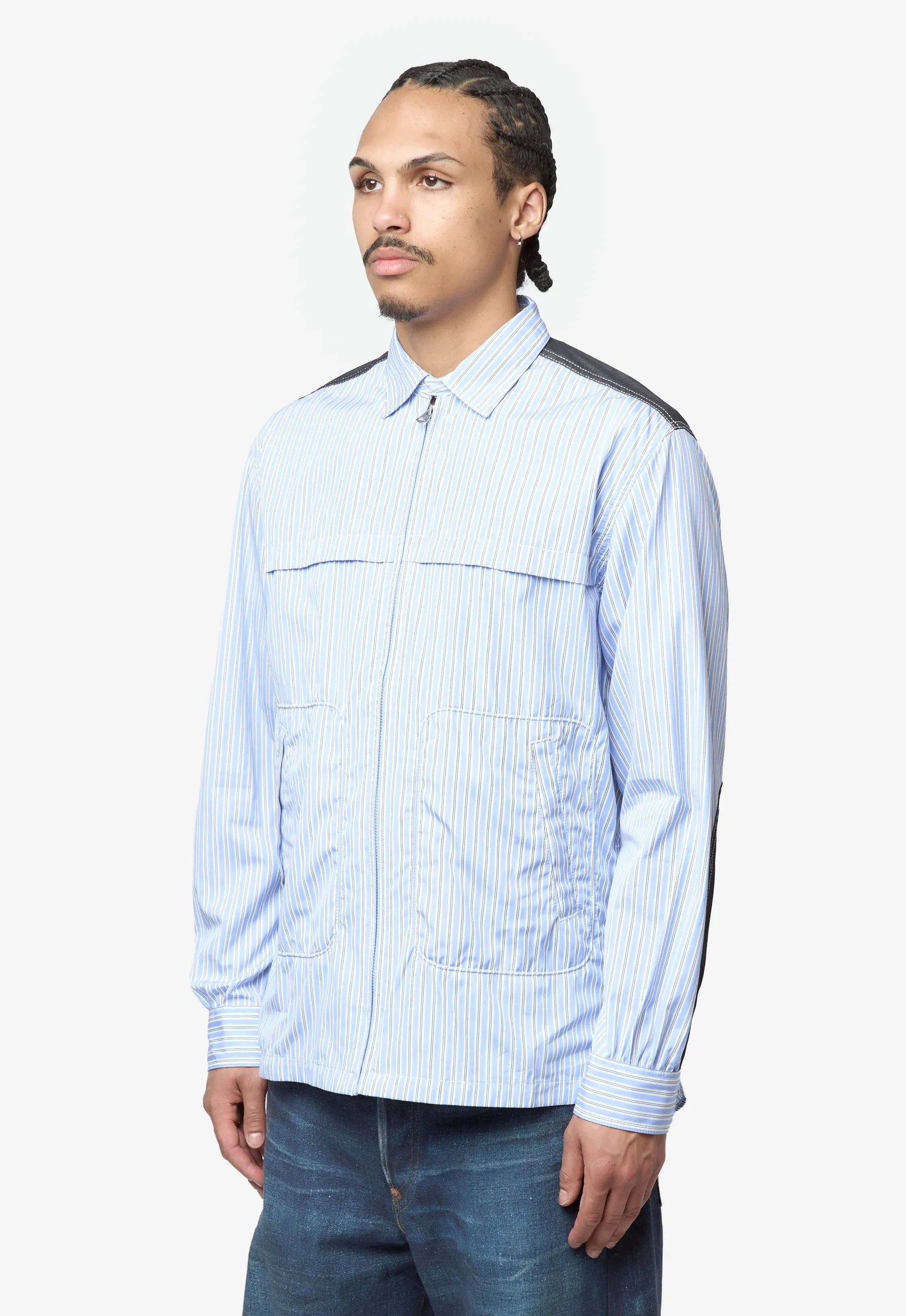 Men's Contrast Stripe Shirt Jacket Blue WQ-B037-051-1 sold by Nomad product image thumbnail 2