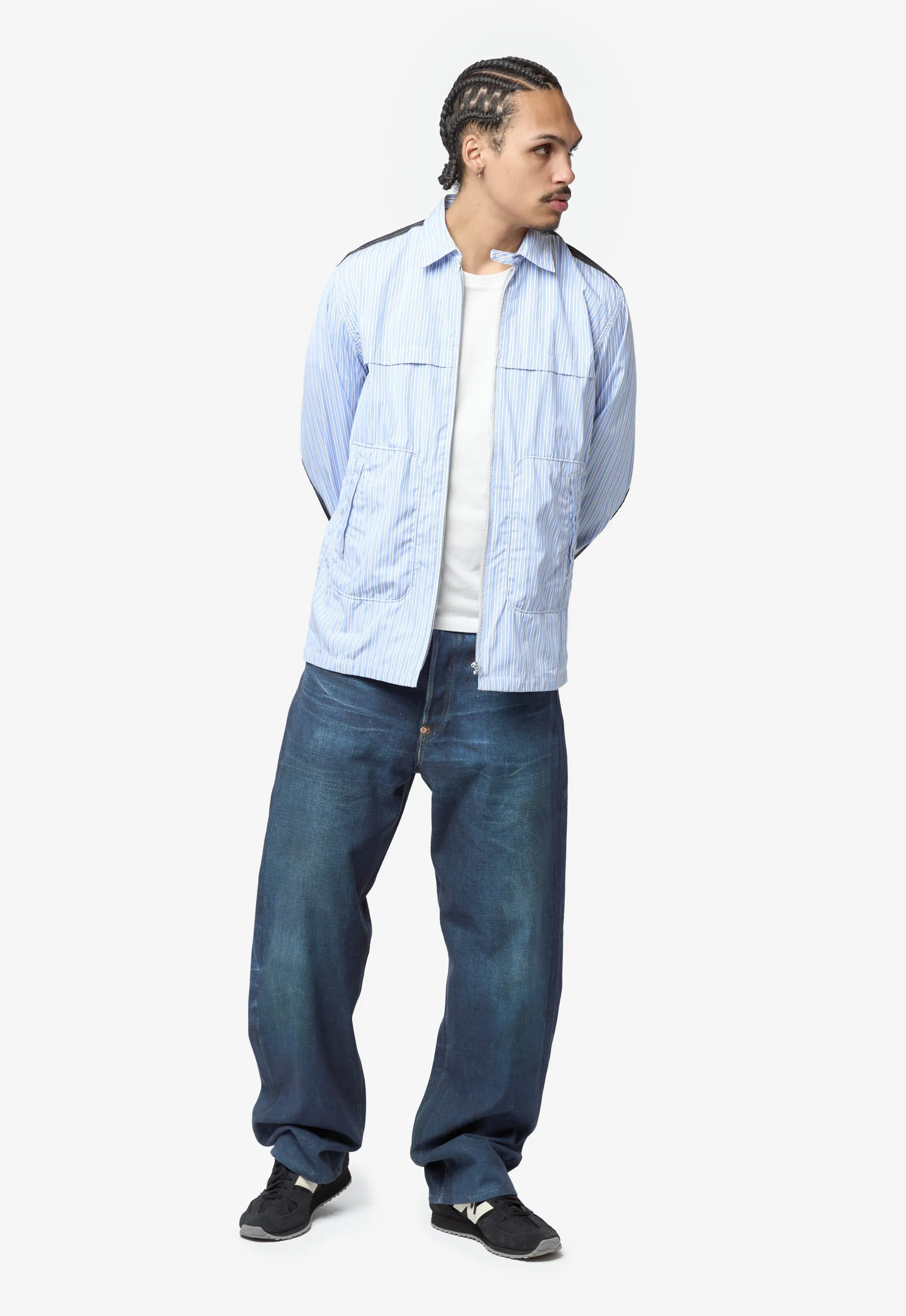 Men's Contrast Stripe Shirt Jacket Blue WQ-B037-051-1 sold by Nomad product image thumbnail 4