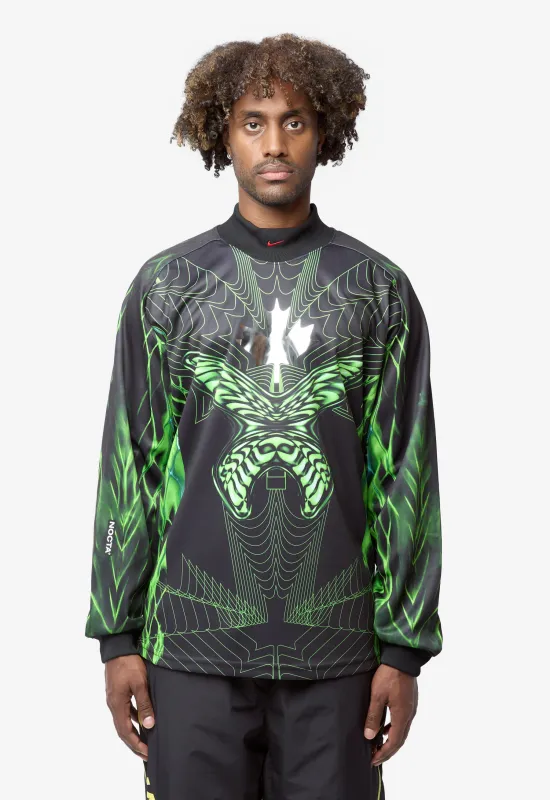 Men's Nike x Nocta Goalkeeper Soccer Jersey Black/Neon Green/Sliver IM6633-010 made by Nocta
