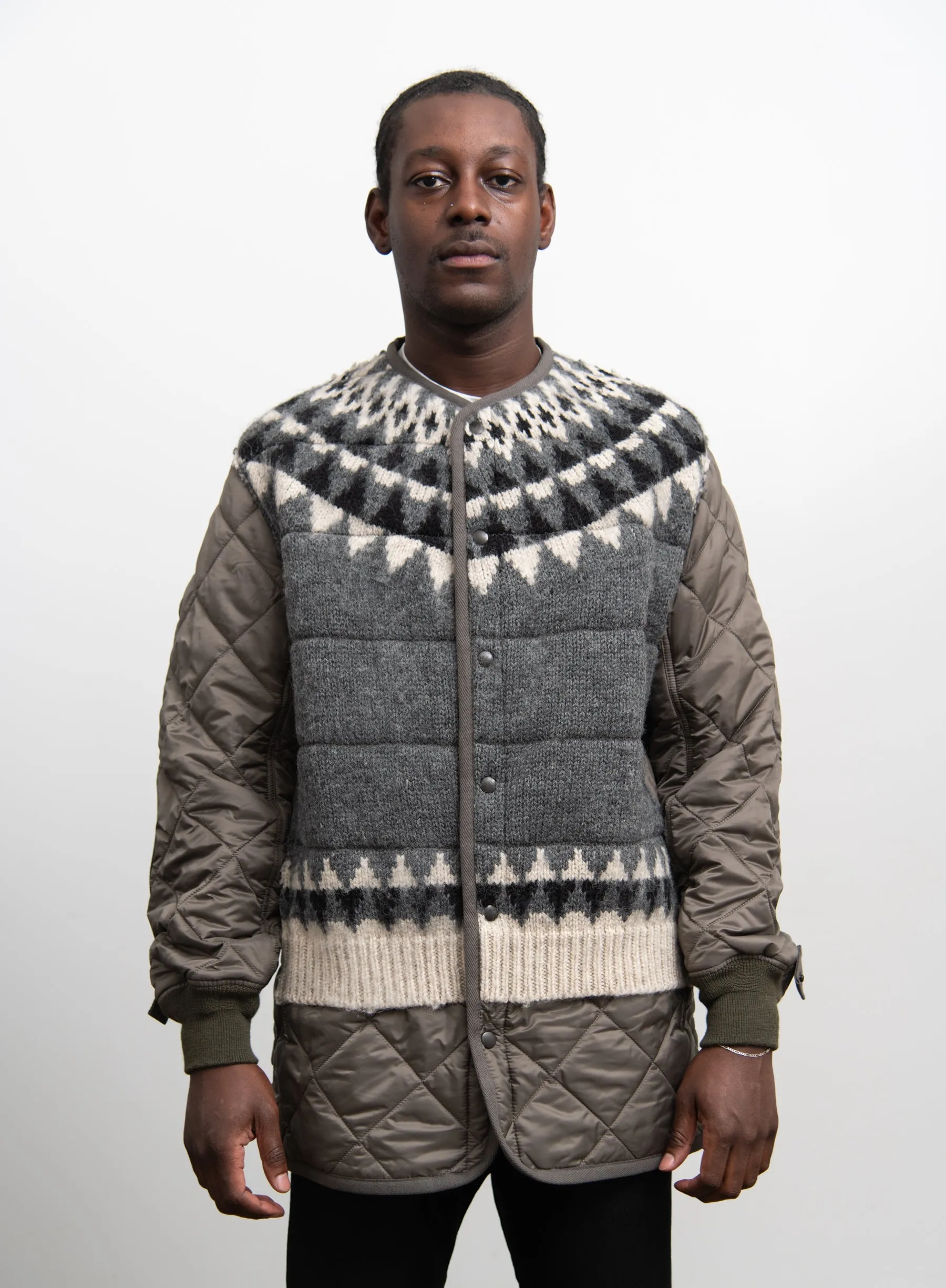 Knit Panel Liner Coat Grey C015 sold by Nomad