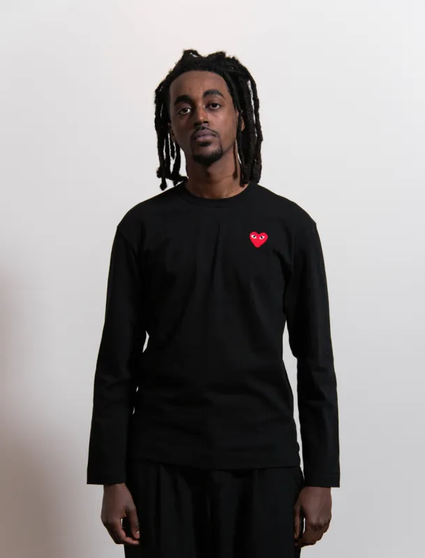 Long Sleeve Emblem Tee Black/Red T118 sold by Nomad