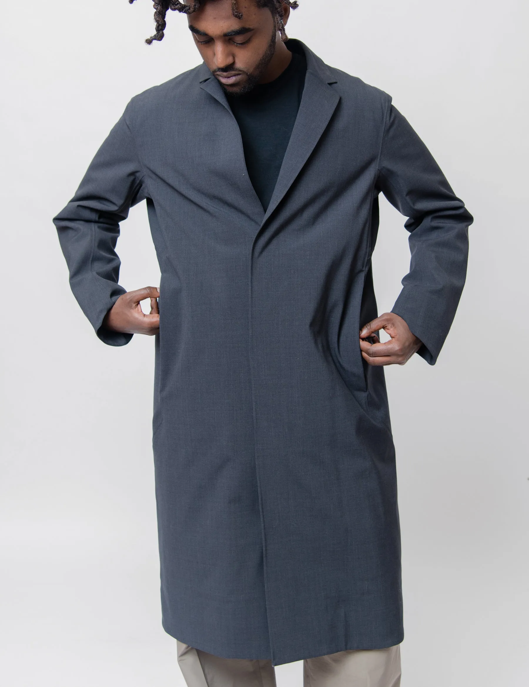 Lenan Insulated Tech Wool Topcoat Black Heather | Parallel
