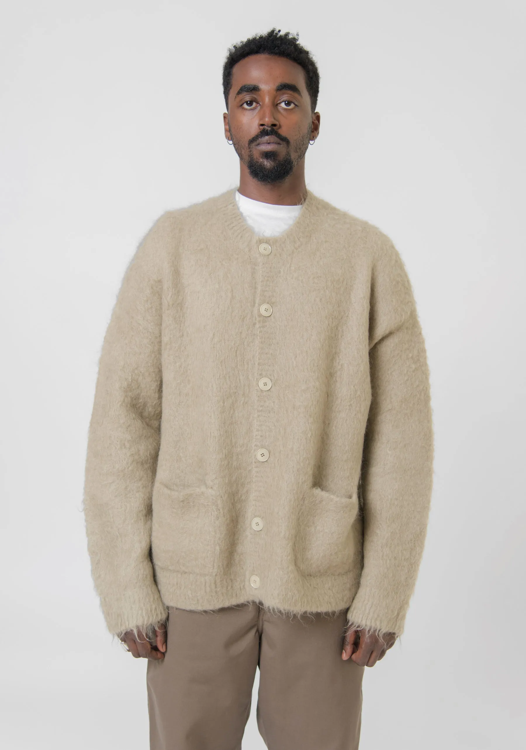 Wool Mohair Cardigan Dark Beige KNIT000431 sold by Nomad product image thumbnail 4