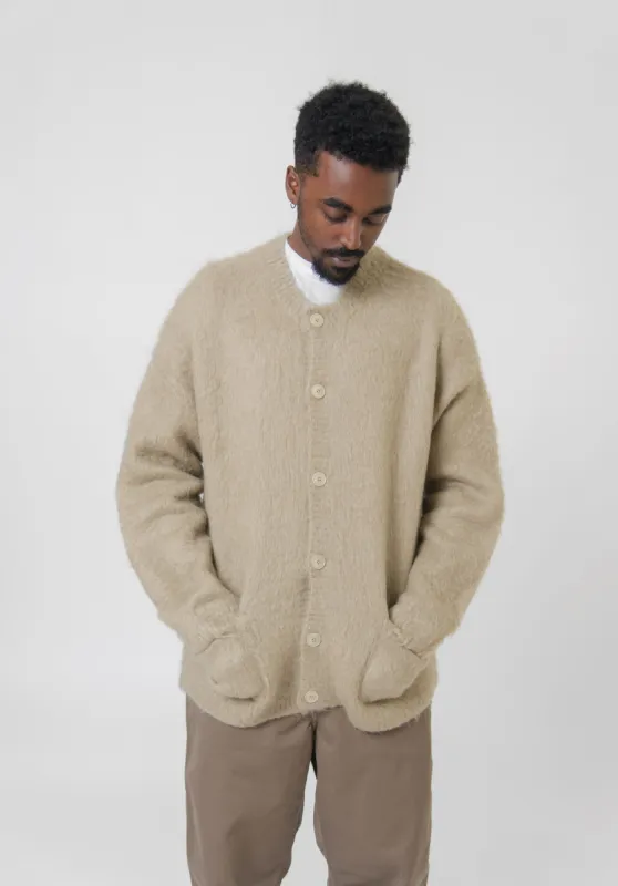 Wool Mohair Cardigan Dark Beige KNIT000431 sold by Nomad