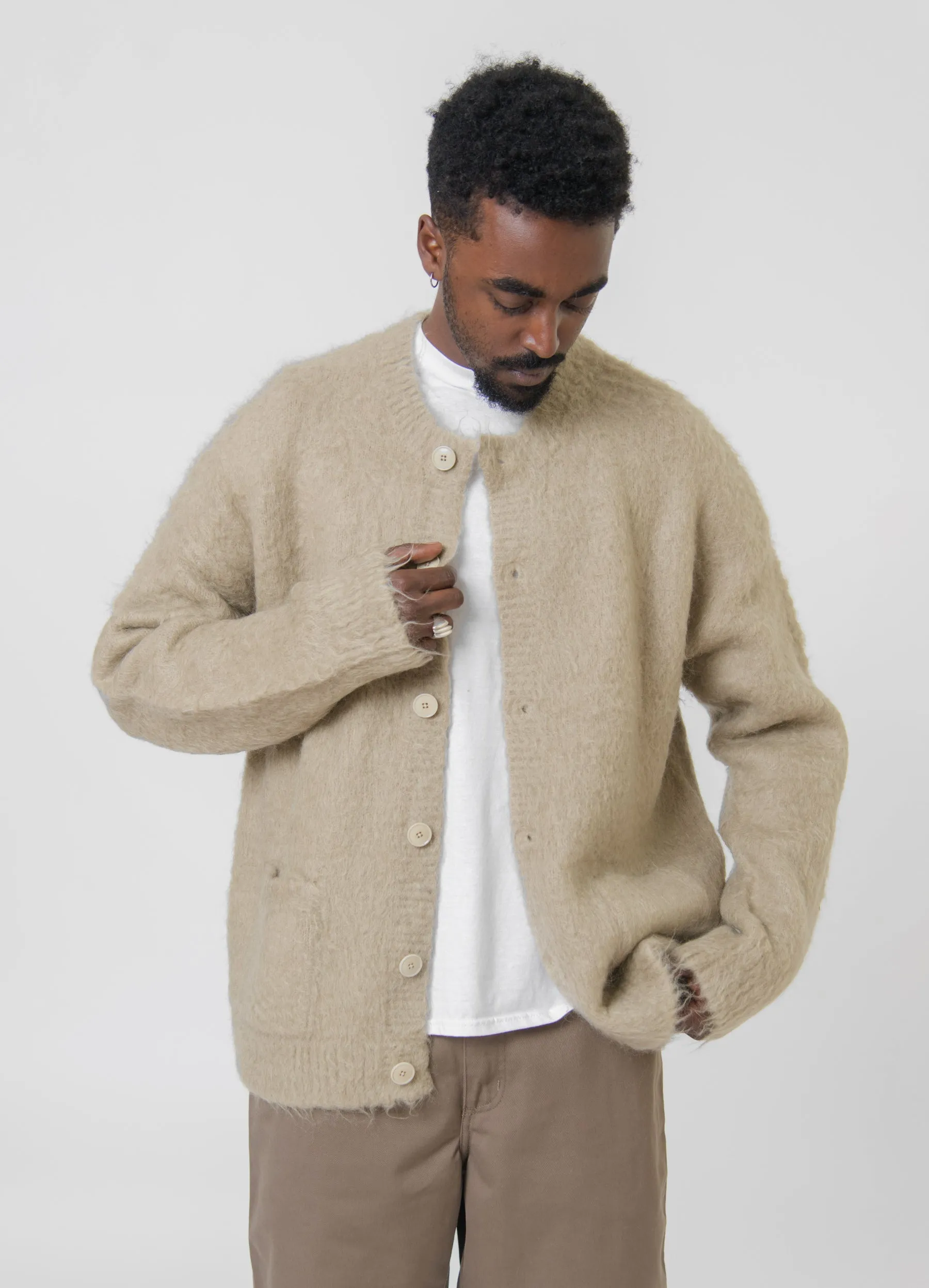 Wool Mohair Cardigan Dark Beige KNIT000431 sold by Nomad product image thumbnail 5