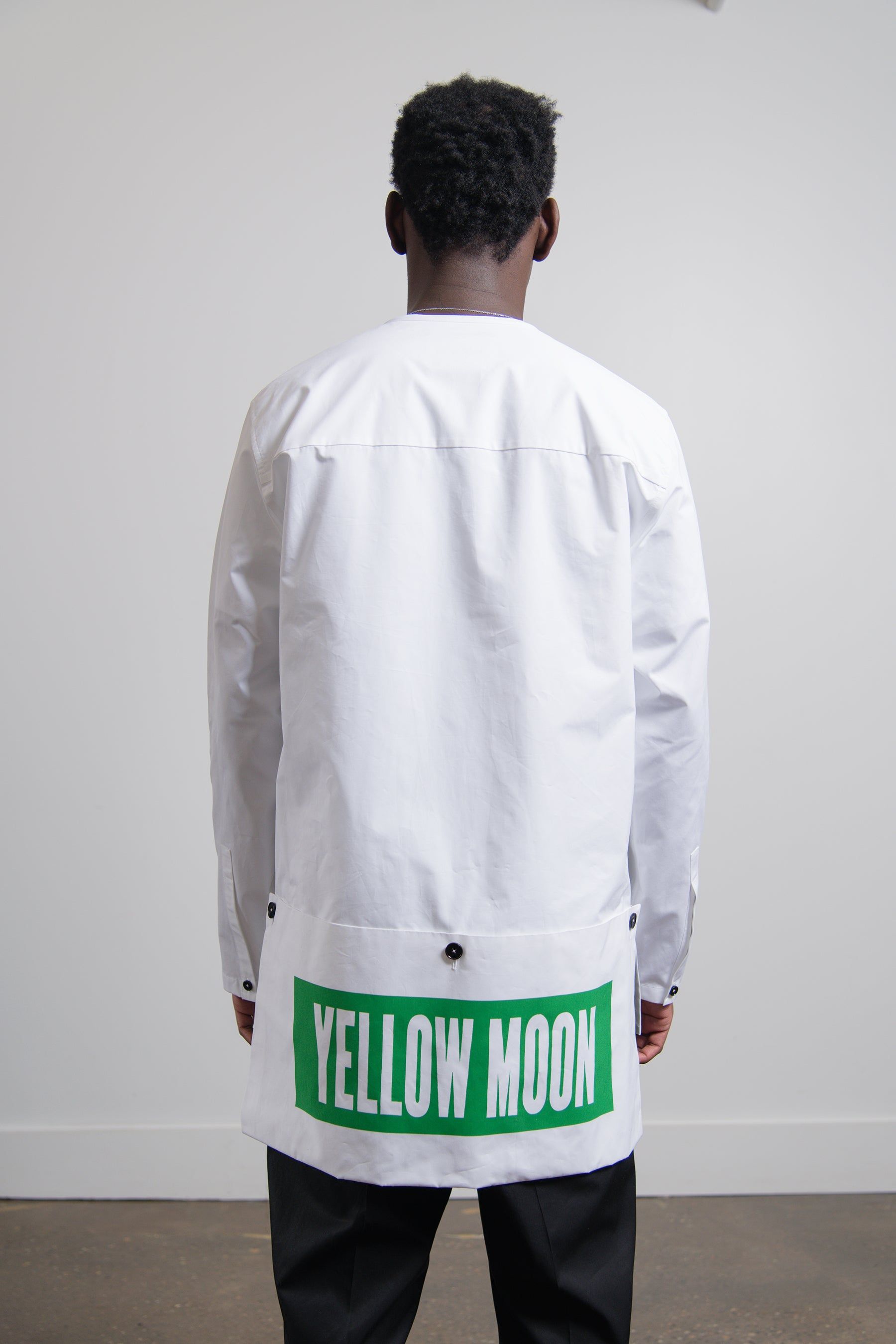 Heavy Organic Cotton Poplin Print Shirt White sold by Nomad